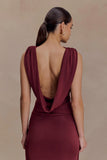 Bridget Slinky Cowl Back Top Burgundy