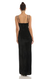 Rhinestone Bust Velvet Maxi Dress in Black