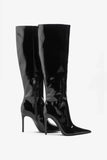 Over It Black Fitted Over Knee Pointed Heeled Boots