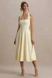 Auburn Pale Lemon Halter Neck Midi Dress