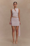 Alicent Slinky Beaded Mini Skirt Pale Pink