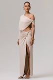 Dua Stone Asymmetric One Sleeve Draped Top