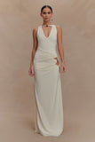 Kaiden Slinky Beaded Maxi Dress Ivory