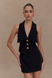 Alix Mixed Button Vest Black