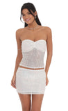 Fringe Sequin Skirt in White