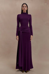 Grayson Knit Chiffon Maxi Dress Plum