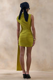 Nocturnal Green Ruched Mini Dress With Sash
