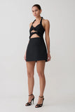 Ella Bow Detail Halter Mini Dress Black