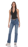 V Neck Halter Top in Black