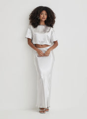 Silver Satin Cropped Top