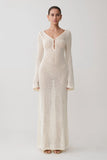 Kayleigh Crochet Fishtail Flare Sleeve Maxi Dress White