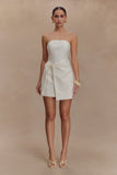 Steph Strapless Linen Mini Dress White