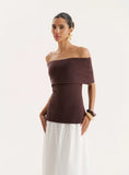 Chocolate Bandeau Longline Knitted Top
