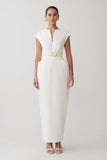 Livia V Neck Linen Maxi Dress White