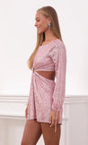O Ring Sequin Dress in Pink