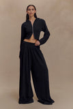 Aspen Gathered Wide Leg Jogger Black