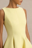 Gabrielle Lemon Boat Neck Skater Mini Dress