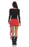 Tassel Ruffle Skirt in Red