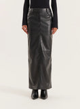 Black Tailored PU Maxi Skirt