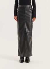 Black Tailored PU Maxi Skirt