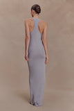Alessandra Slinky Ruffle Maxi Dress Grey
