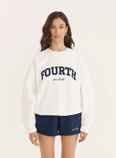 White Fourth Embroidered Branded Sweatshirt