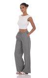 Pinstripe Straight Leg Pants in Grey
