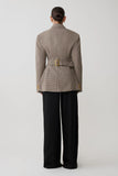 Mila Shaped Blazer Tan Check