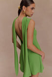 Wynter Scarf Draped Mini Dress Green