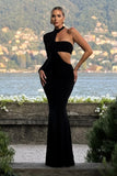 Socialite Black One Sleeve Cut Out Maxi Dress