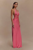 Dinah Lace And Satin Maxi Dress Blush Rose