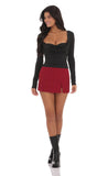 Side Slit Mini Skort in Maroon