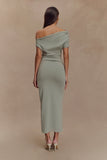 Kendra Scuba Jersey Midi Dress With Hardware Sage