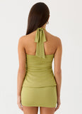 Marimae Halter Mini Dress Green Olive