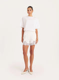 Cream Satin Lace Trim Shorts