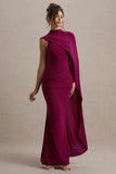 Maeve Burgundy Cape Sleeve Draped Maxi Dress