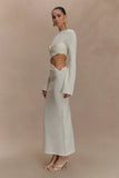 Azariah Long Sleeve Knit Midi Dress Ivory