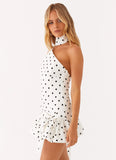 Belina Scarf Mini Dress White Polkadot