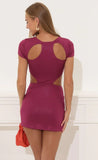 Foil Cutout Bodycon Dress in Mauve