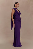 Giulia Chiffon Draped Maxi Dress Purple