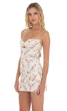 Rose Lace Front Twist Bodycon Dress in Cream