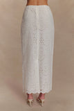 Kensley Broderie Midi Skirt White