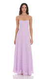 Burnout Lace Up Maxi Dress in Lavender