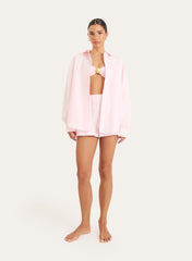 Light Pink Cotton Balloon Sleeve Shirt