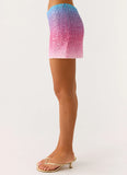 One More Time Sequin Knit Mini Skirt Disco Ombre