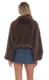 Faux Fur Bomber Jacket in Espresso