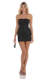 Glitter Strapless Bodycon Dress in Black