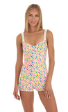 Hook and Eye Romper in Multi Kiss Print