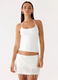 Siren Beaded Sequin Mini Skort White