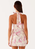 Rosalie Halter Mini Dress Vintage Pink Floral